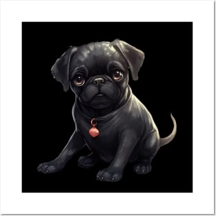 Black Pug Dog Posters and Art